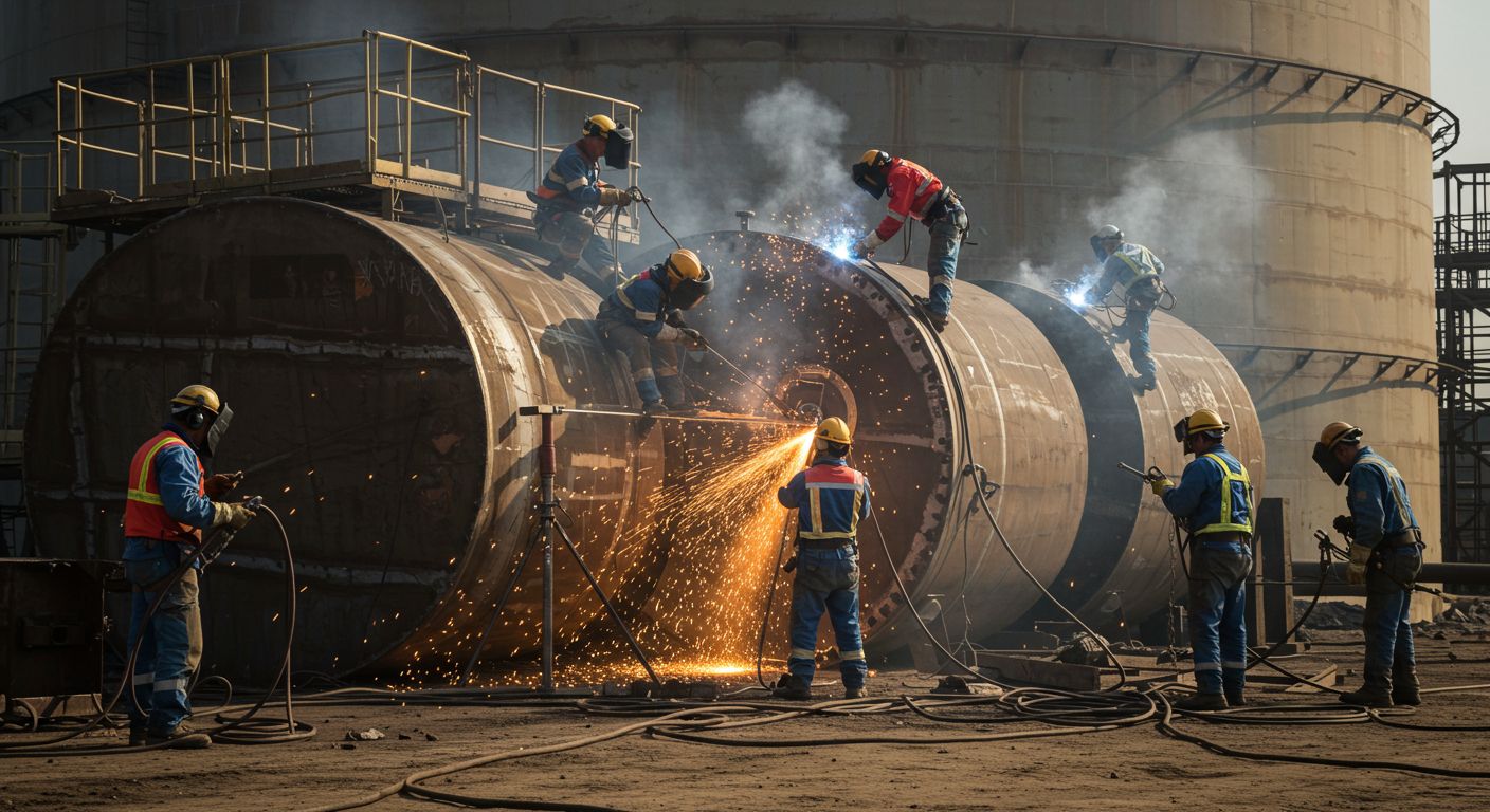 Сварочные и газорезочные работы при демонтаже резервуара