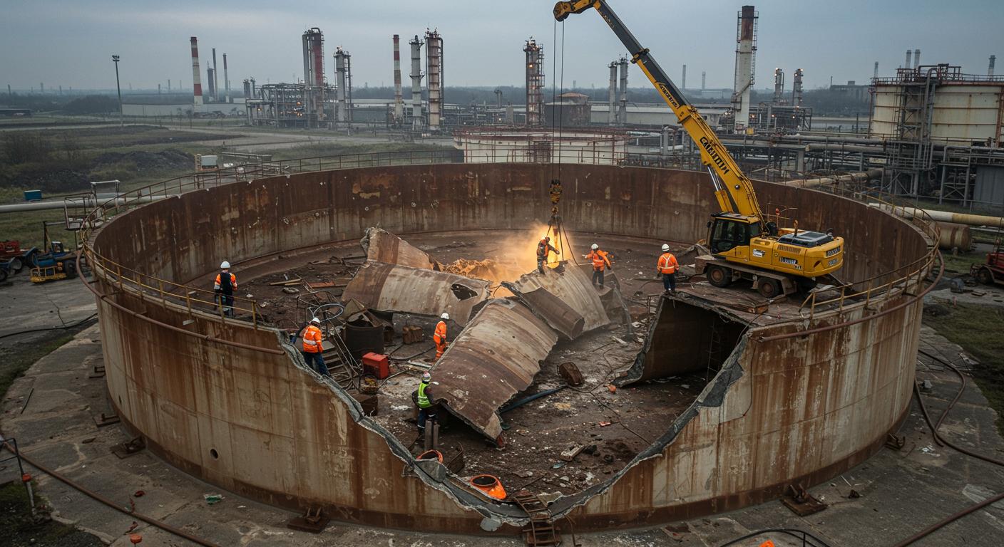 Демонтаж старых нефтяных резервуаров Демонтаж старых нефтяных резервуаров