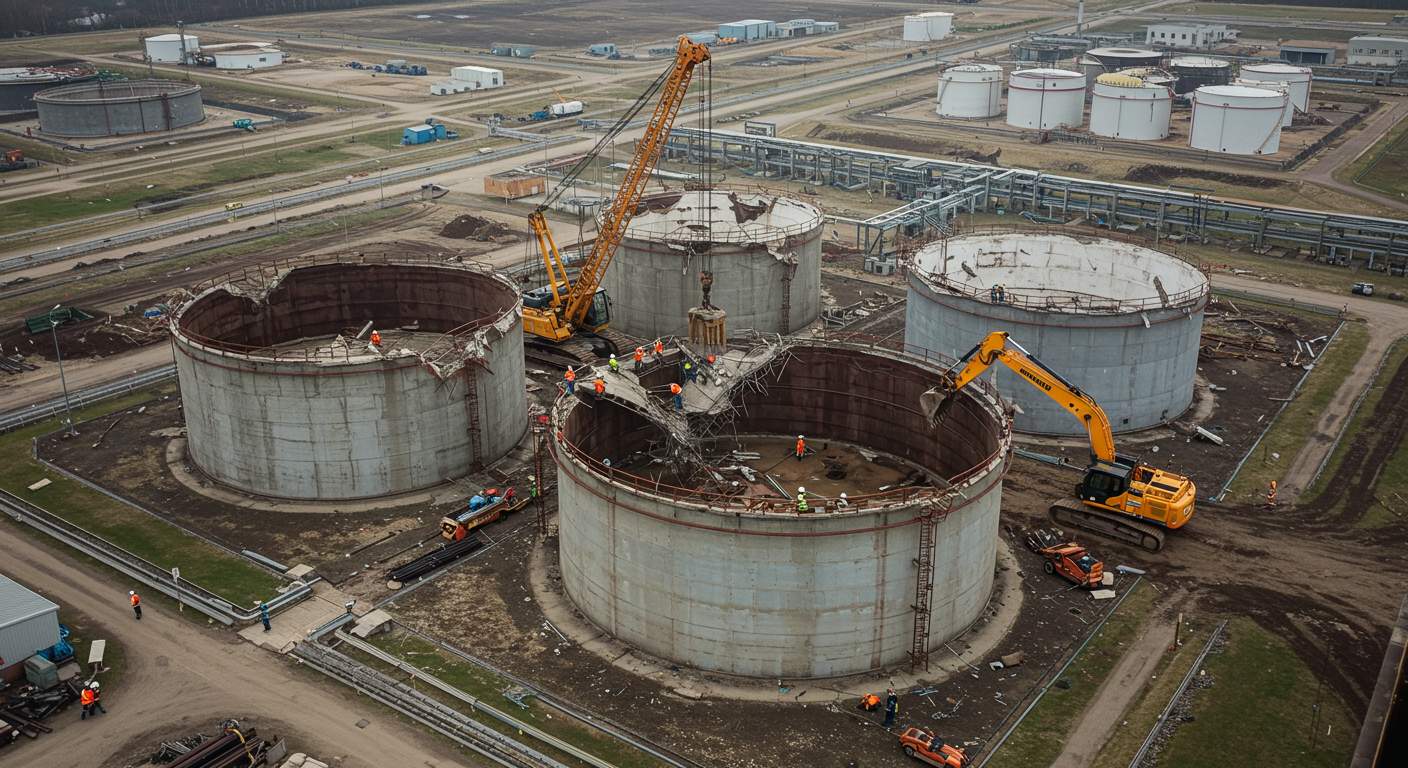 Демонтаж средних нефтяных резервуаров