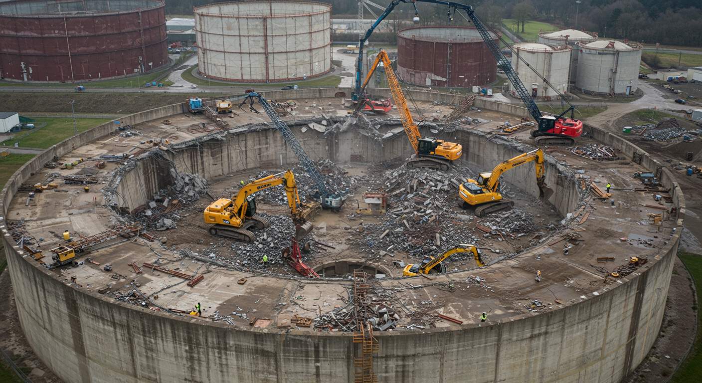 Демонтаж среднего газового резервуара