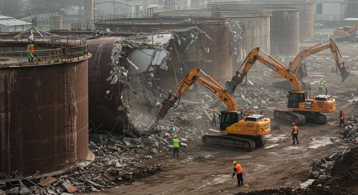 Демонтаж крупных водяных резервуаров