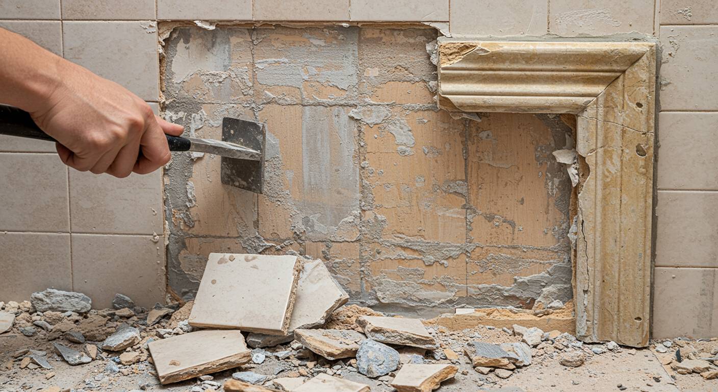 Демонтаж плитки и каменной отделки