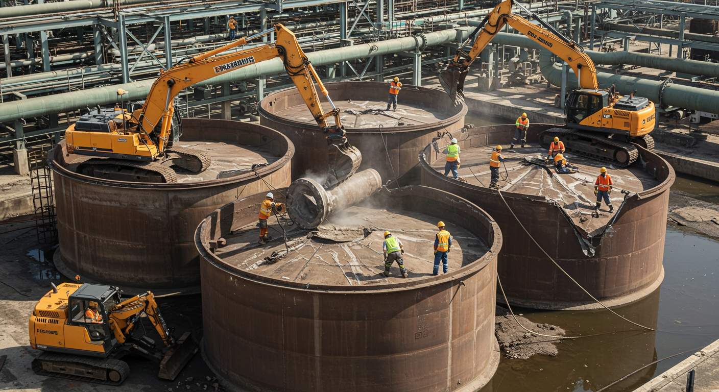 Быстрый демонтаж технологических емкостей