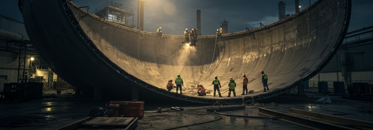 Демонтаж крупных производственных емкостей