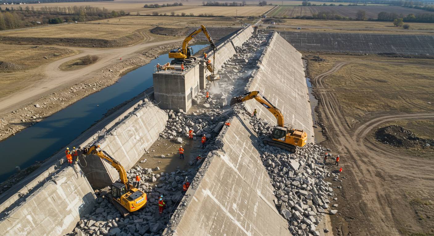Демонтаж крупного резервуара водоснабжения