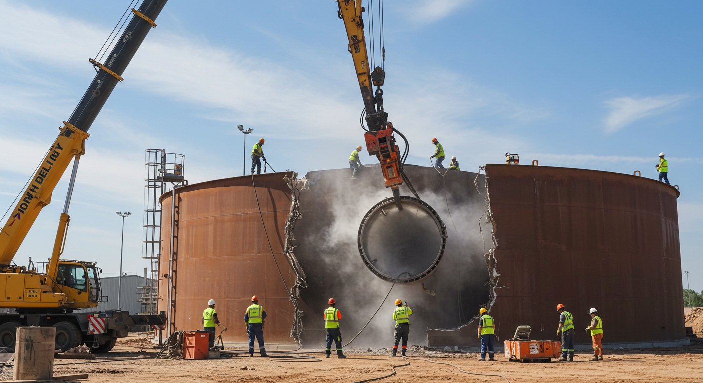 Технология демонтажа крупных стальных резервуаров