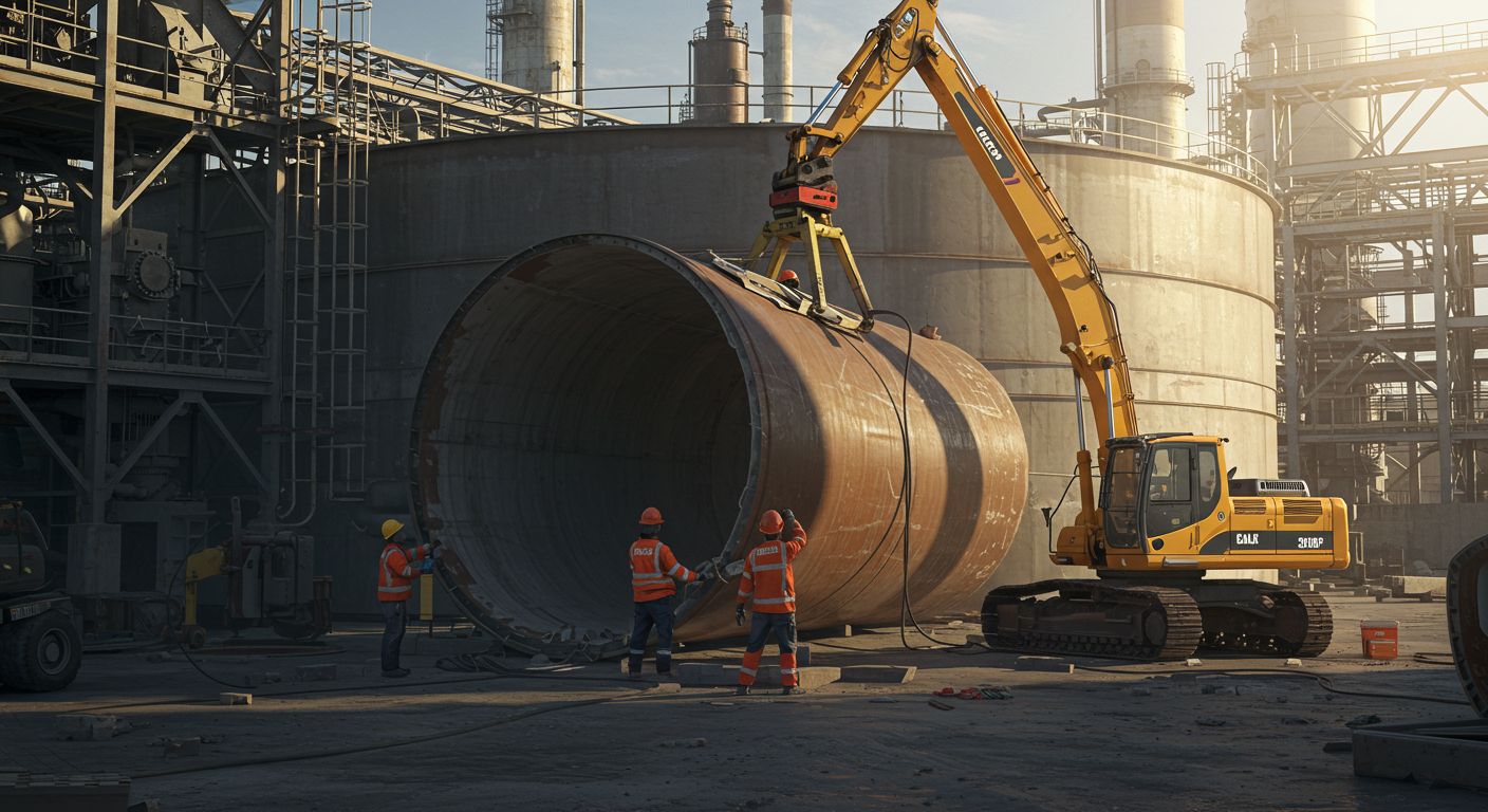Демонтаж крупных производственных емкостей
