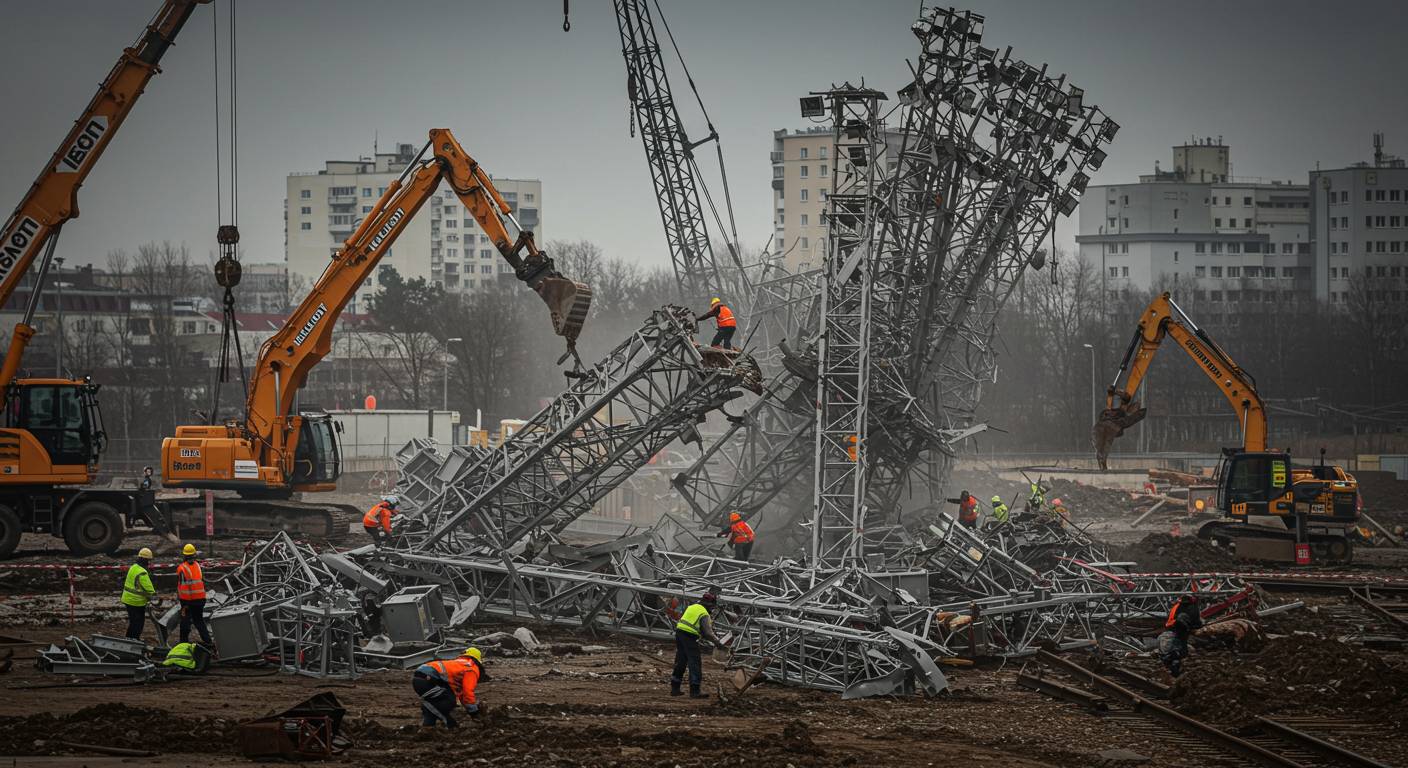 Демонтаж освещительной и сигнальной башни