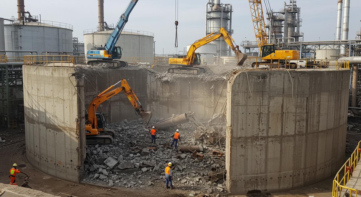 Демонтаж резервуаров на территории действующего предприятия