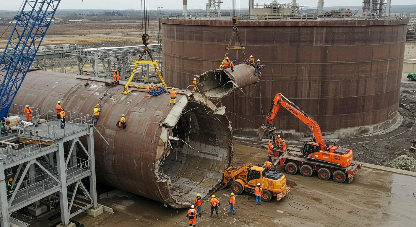 Демонтаж крупных резервуаров для хранения жидкостей