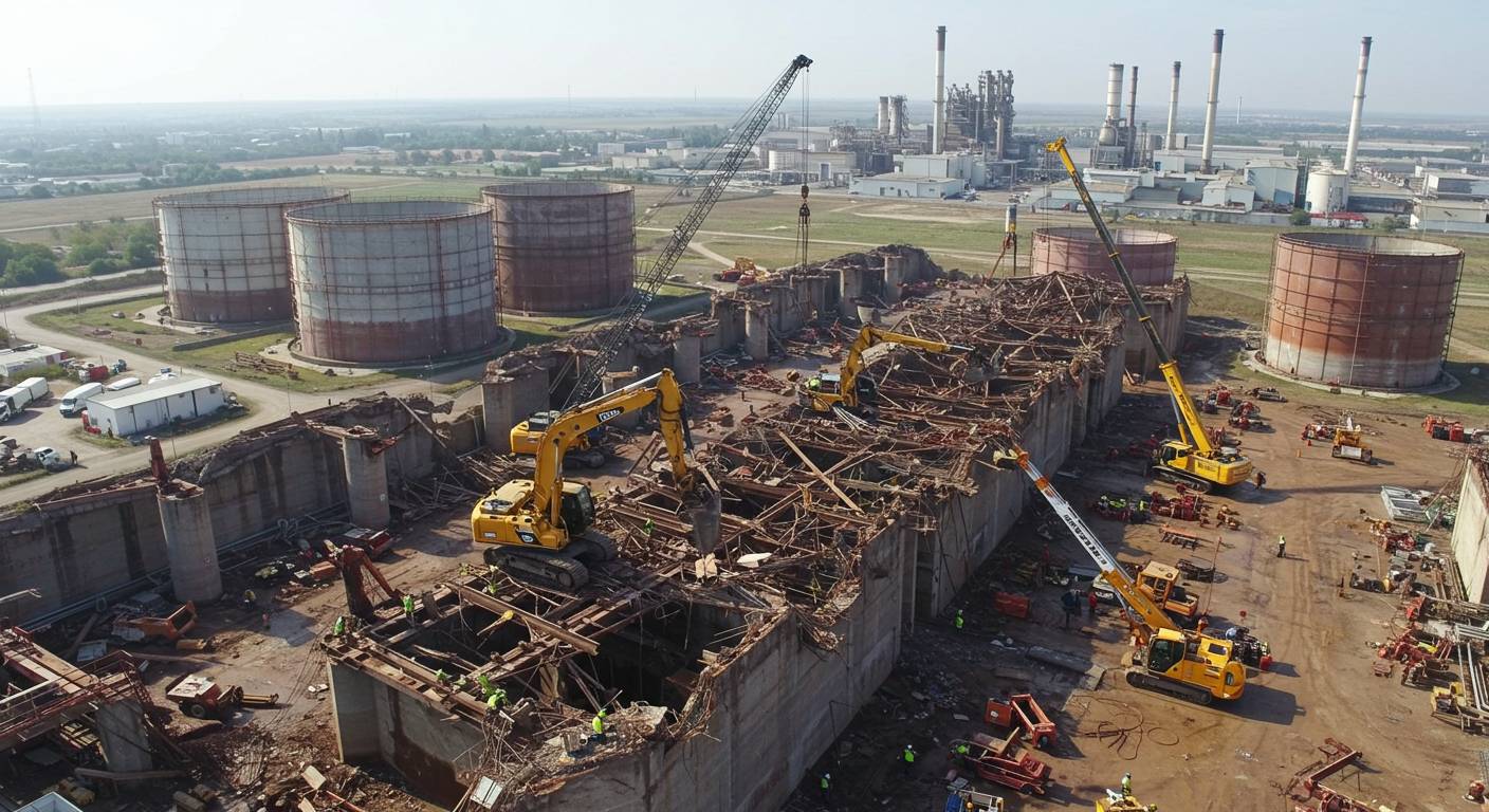 Демонтаж средних резервуаров для хранения газов