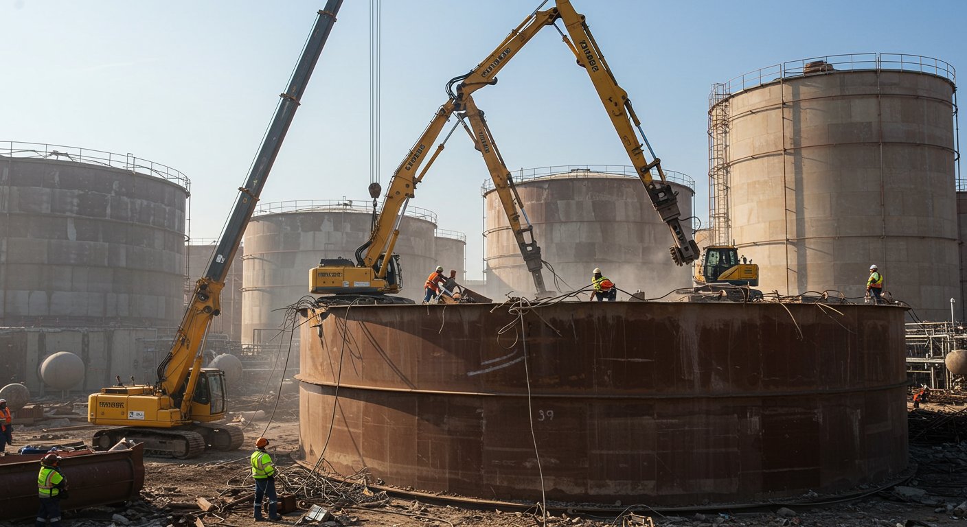 Демонтаж средних резервуаров для хранения газов