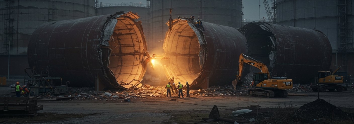 Демонтаж крупных резервуаров для хранения газов