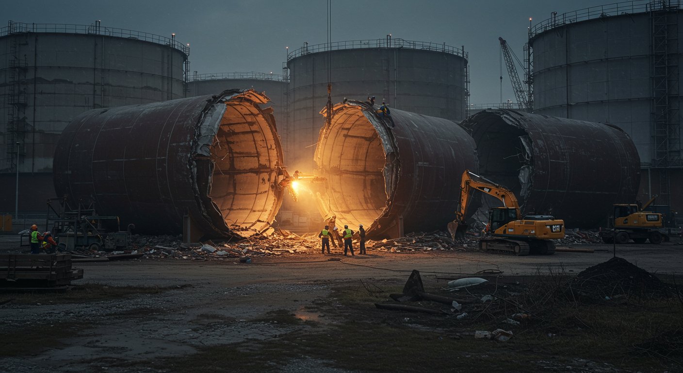 Демонтаж крупных резервуаров для хранения газов
