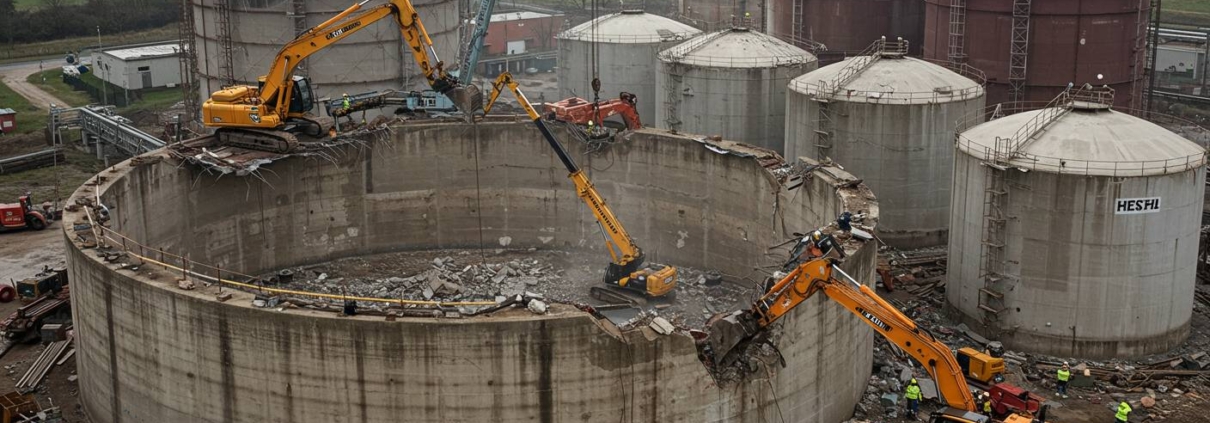 Демонтаж особо крупных резервуаров для хранения газов