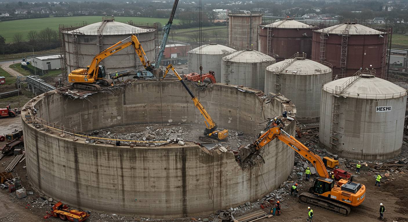 Демонтаж особо крупных резервуаров для хранения газов