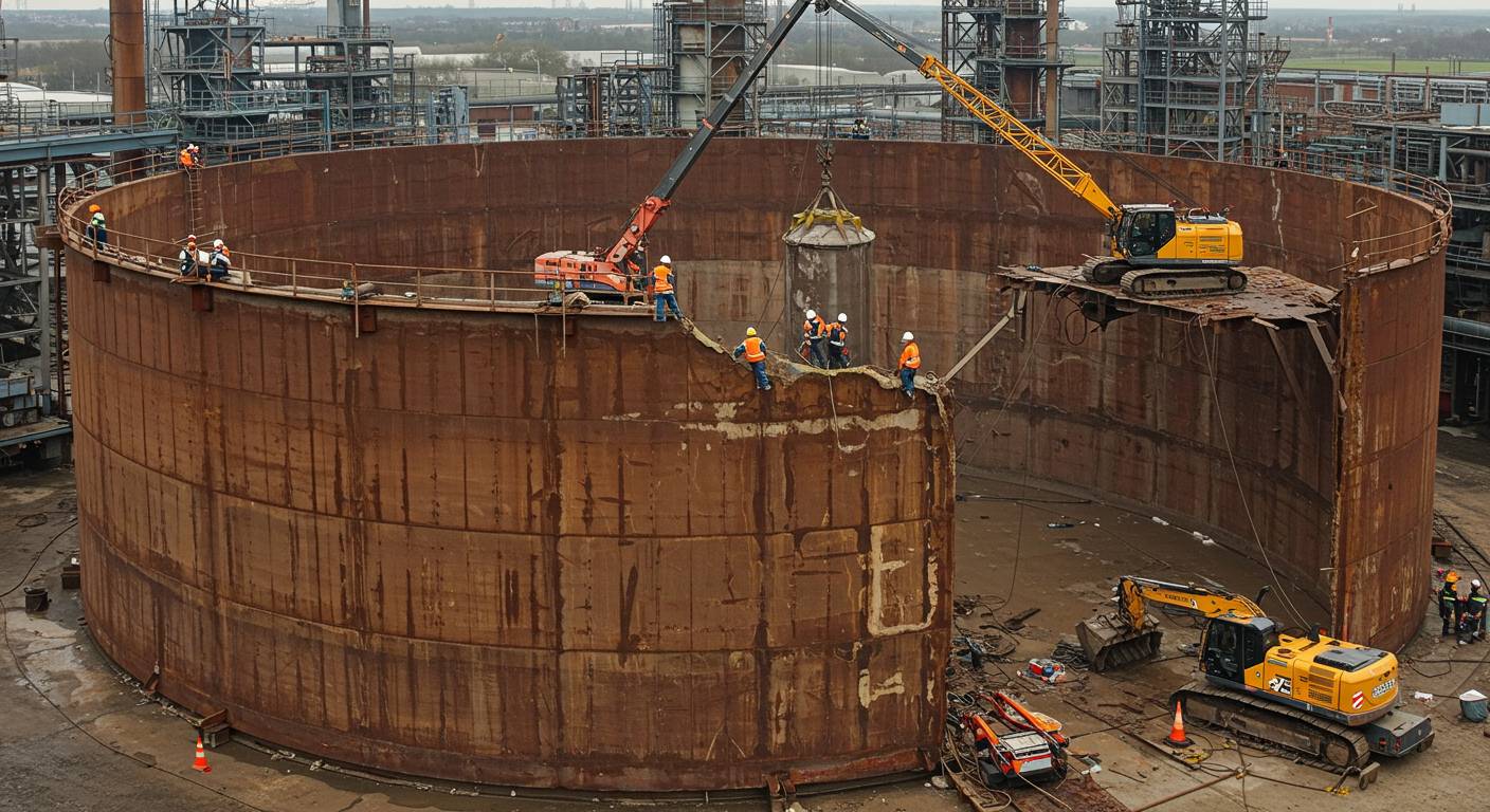Демонтаж особо крупных технологических резервуаров