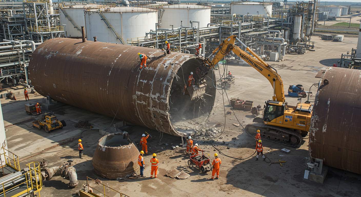 Демонтаж промышленных нефтехимических резервуаров