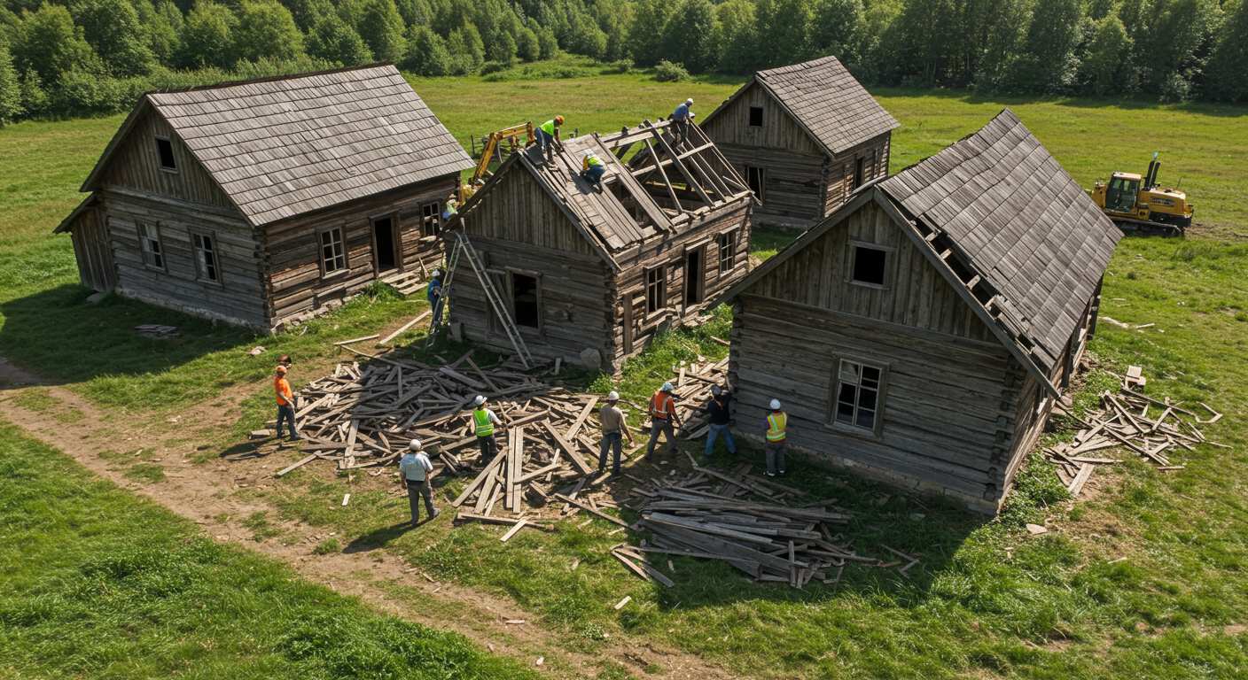 Демонтаж деревянных зданий
